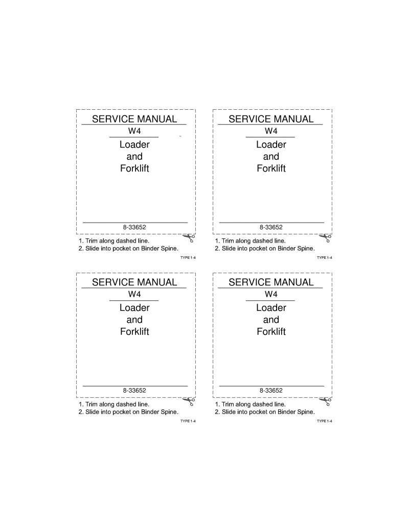 Case W4 Loader Forklift Service Repair Manual 8-33652 PDF