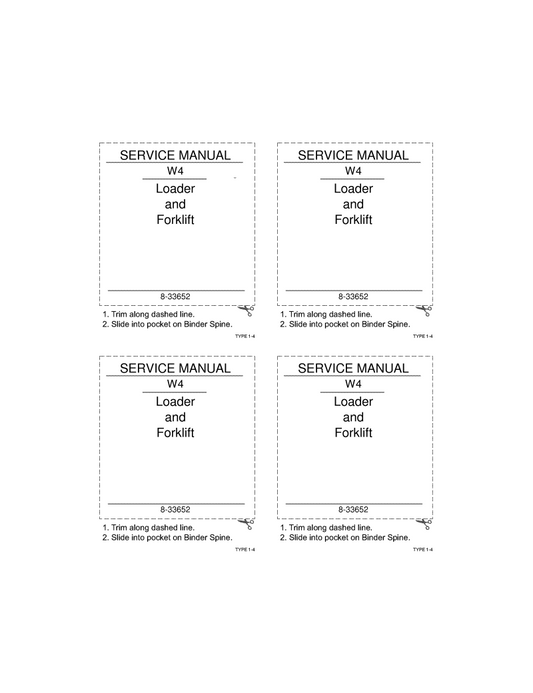 Case W4 Loader Forklift Service Repair Manual 8-33652 PDF