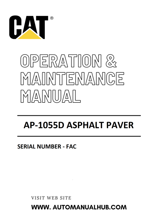 AP-1055D Caterpillar Asphalt Paver Operation & Maintenance Manual Serial Number - FAC PDF Download