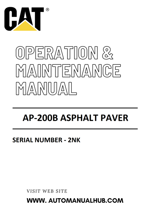 AP-200B Caterpillar Asphalt Paver Operation & Maintenance Manual Serial Number - 2NK PDF Download