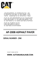 AP-200B Caterpillar Asphalt Paver Operation & Maintenance Manual Serial Number - 2NK PDF Download