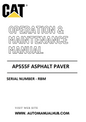 AP555F Caterpillar Asphalt Paver Operation & Maintenance Manual Serial Number - RBM PDF Download