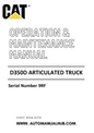 D350D Caterpillar Articulated Truck Operation & Maintenance Manual Serial Number 9RF PDF Download