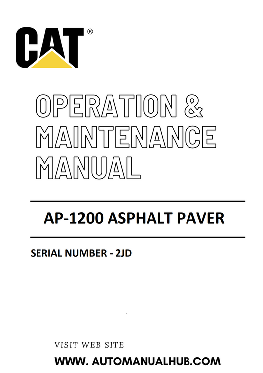 AP-1200 Caterpillar Asphalt Paver Operation & Maintenance Manual Serial Number - 2JD PDF Download