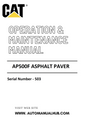 AP500F Caterpillar Asphalt Paver Operation & Maintenance Manual Serial Number - 503 PDF Download