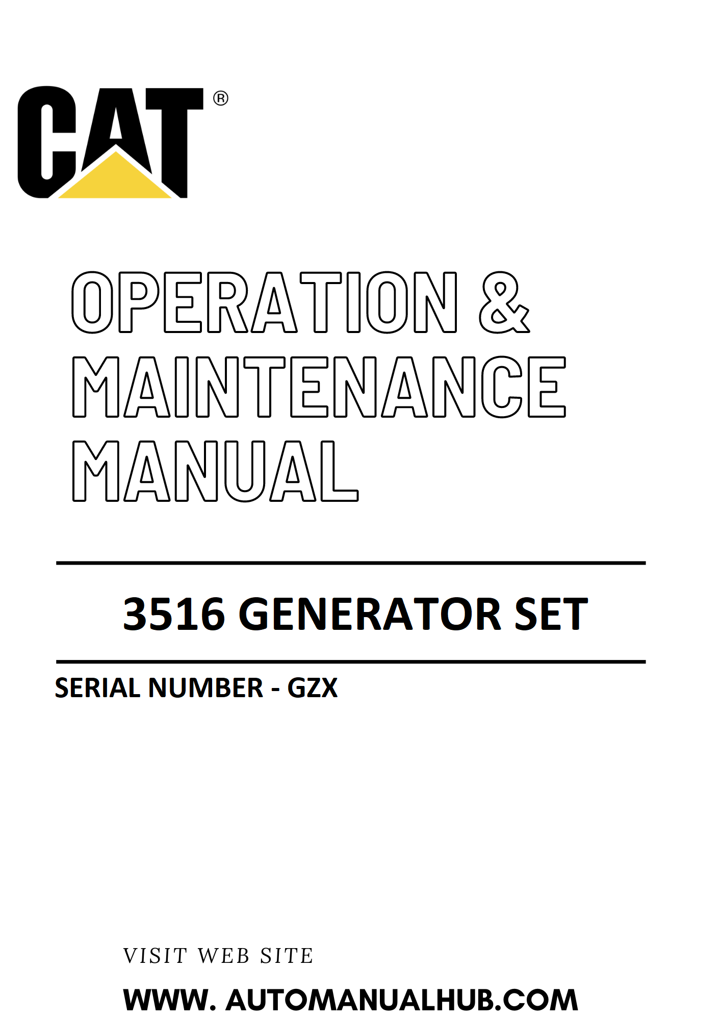 3516 Caterpillar Generator Set Operation & Maintenance Manual Serial Number - GZX PDF Download