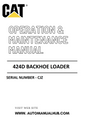 424D Caterpillar Backhoe Loader Operation & Maintenance Manual Serial Number - CJZ PDF Download