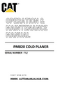 PM820 Caterpillar Cold Planer Operation & Maintenance Manual Serial Number - TLZ PDF Download