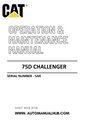 75D Caterpillar Challenger Operation & Maintenance Manual Serial Number - 5AR PDF Download