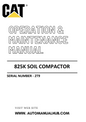 825K Caterpillar Soil Compactor Operation & Maintenance Manual Serial Number - 2T9 PDF Download
