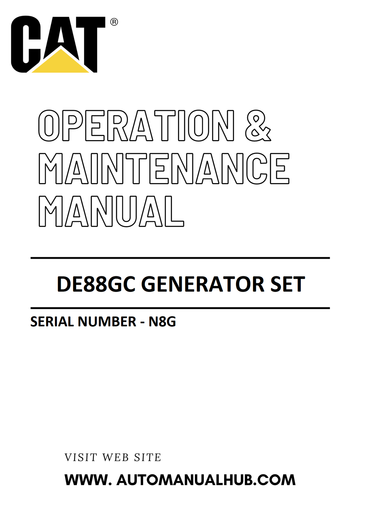 DE88GC Caterpillar Generator Set Operation & Maintenance Manual Serial Number - N8G PDF Download