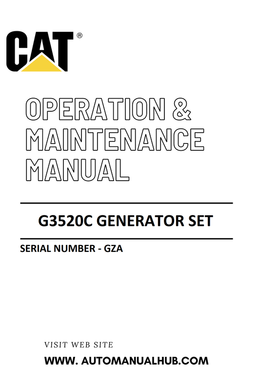 G3520C Caterpillar Generator Set Operation & Maintenance Manual Serial Number - GZA PDF Download