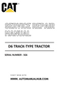 Cat Caterpillar D6 Track-type Tractor Service And Repair Manual Serial Number - SG6 PDF Download