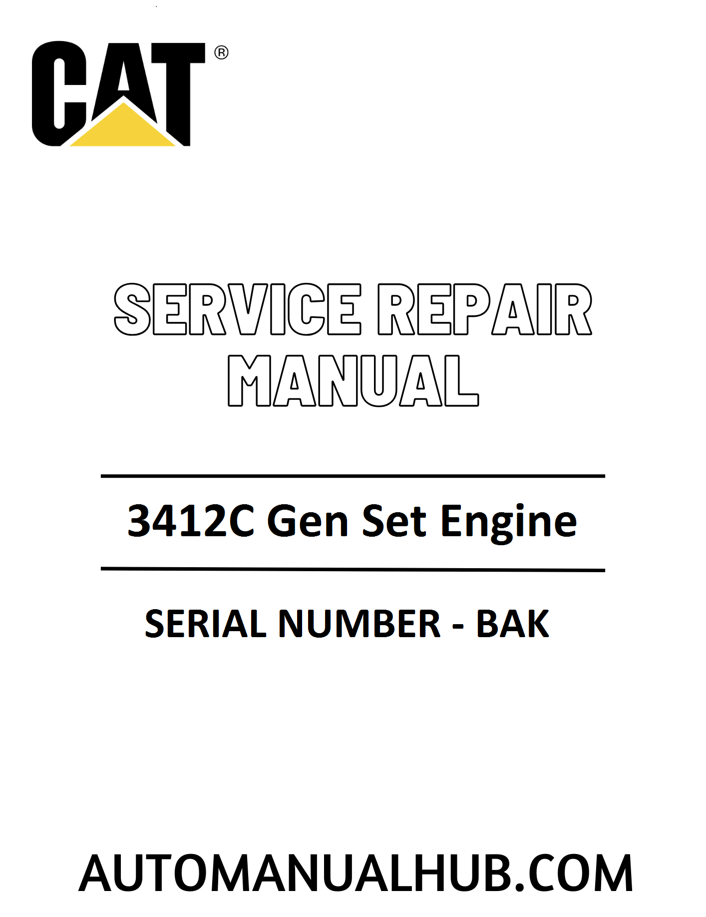 Cat Caterpillar 3412C Gen Set Engine Service Repair Manual 