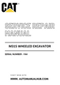 Cat Caterpillar M315 Wheeled Excavator Service And Repair Manual Serial Number - FA4 PDF Download