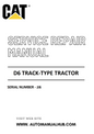 Cat Caterpillar D6 Track-type Tractor Service And Repair Manual Serial Number - JJ6 PDF Download