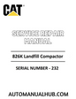 Cat Caterpillar 826K Landfill Compactor Service Repair Manual 