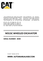 Cat Caterpillar M315C Wheeled Excavator Service And Repair Manual Serial Number - BDM PDF Download