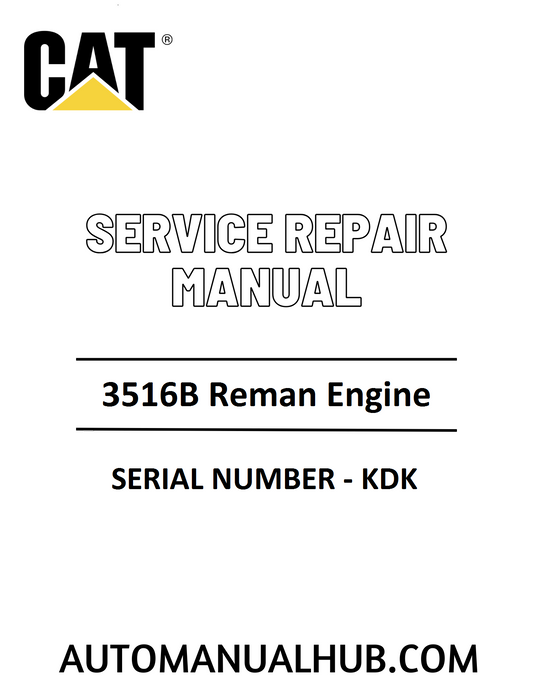 Cat Caterpillar 3516B Reman Engine Service Repair Manual 