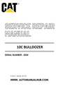 Cat Caterpillar 10C Bulldozer Service And Repair Manual Serial Number - 83W PDF Download