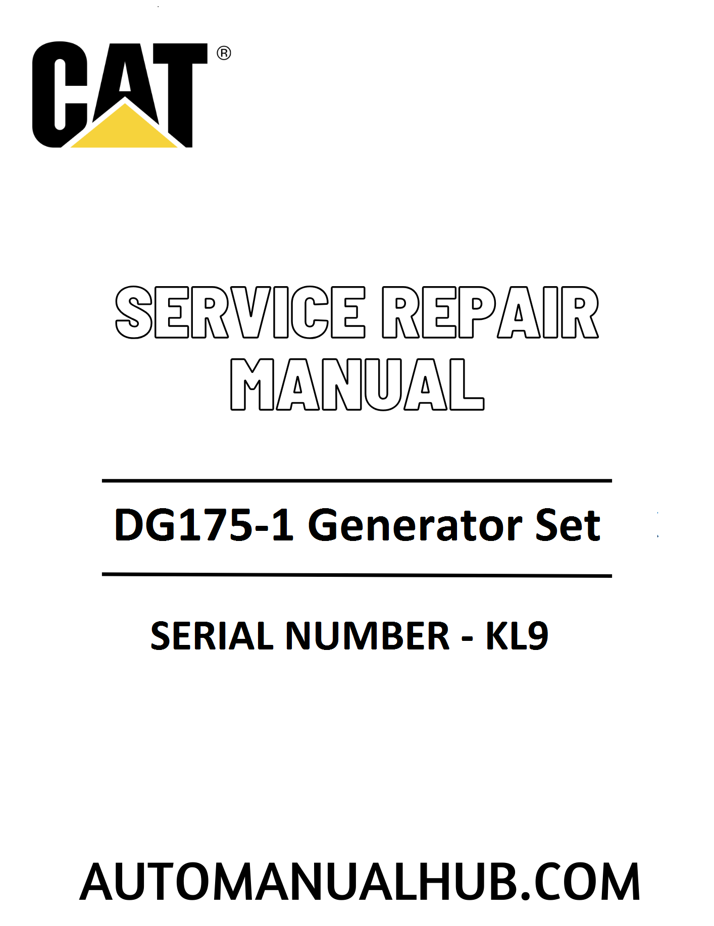 Cat Caterpillar DG175-1 Generator Set Service Repair Manual 