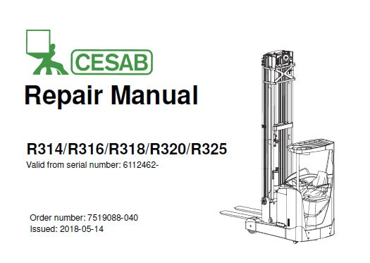 CESAB R314, R316, R318, R320, R325 FORKLIFT TRUCK SERVICE REPAIR MANUAL PDF DOWNLOAD