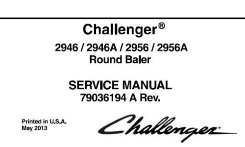CHALLENGER 2946, 2946A, 2956, 2956A ROUND BALER SERVICE REPAIR MANUAL PDF DOWNLOAD