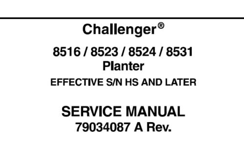 CHALLENGER 8516, 8523, 8524, 8531 PLANTER WORKSHOP SERVICE MANUAL PDF DOWNLOAD