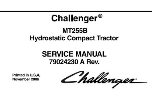 CHALLENGER MT255B HYDROSTATIC COMPACT TRACTOR SERVICE REPAIR MANUAL PDF DOWNLOAD