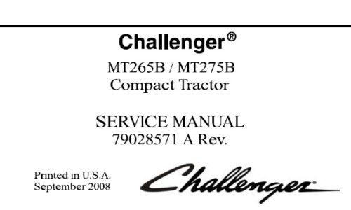 CHALLENGER MT265B, MT275B COMPACT TRACTOR SERVICE REPAIR MANUAL PDF DOWNLOAD