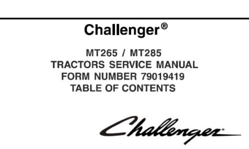 CHALLENGER MT265, MT285 STANDARD COMPACT TRACTOR SERVICE REPAIR MANUAL PDF DOWNLOAD