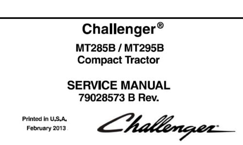 CHALLENGER MT285B, MT295B COMPACT TRACTOR SERVICE REPAIR MANUAL PDF DOWNLOAD