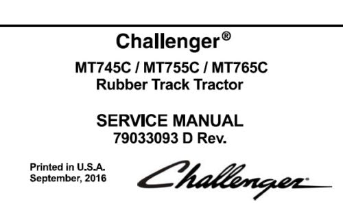 CHALLENGER MT745C, MT755C, MT765C RUBBER TRACK TRACTOR SERVICE REPAIR MANUAL PDF DOWNLOAD