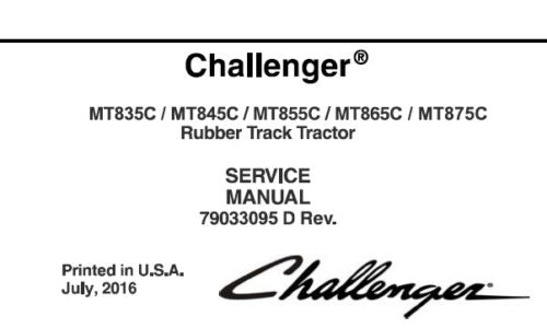 CHALLENGER MT835C, MT845C, MT855C, MT865C, MT875C RUBBER TRACK TRACTOR SERVICE REPAIR MANUAL PDF DOWNLOAD