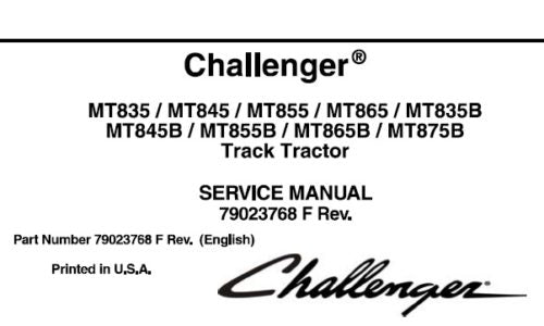 CHALLENGER MT835, MT845, MT855, MT865, MT835B, MT845B, MT855B, MT865B, MT875B TRACK TRACTOR SERVICE REPAIR MANUAL PDF DOWNLOAD