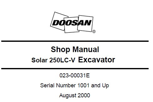 DAEWOO DOOSAN SOLAR 250LC-V EXCAVATOR SERVICE REPAIR SHOP MANUAL PDF DOWNLOAD