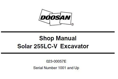 DAEWOO DOOSAN SOLAR 255LC-V EXCAVATOR SERVICE REPAIR SHOP MANUAL PDF DOWNLOAD