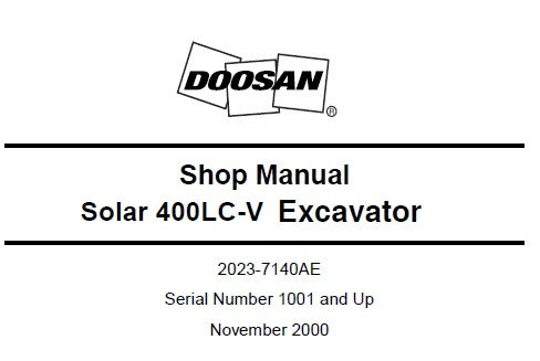 DAEWOO DOOSAN SOLAR 400LC-V EXCAVATOR SERVICE REPAIR SHOP MANUAL PDF DOWNLOAD