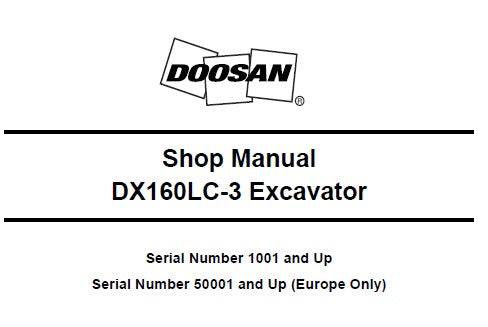 DOOSAN DX160LC-3 EXCAVATOR SERVICE REPAIR SHOP MANUAL PDF DOWNLOAD