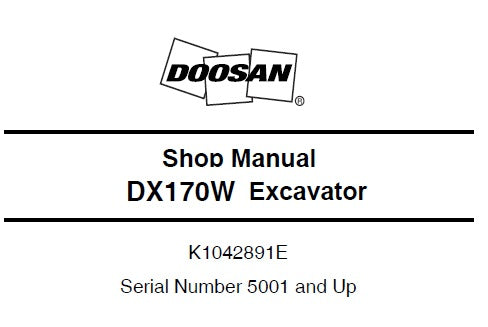 DOOSAN DX170W EXCAVATOR SERVICE REPAIR SHOP MANUAL PDF DOWNLOAD