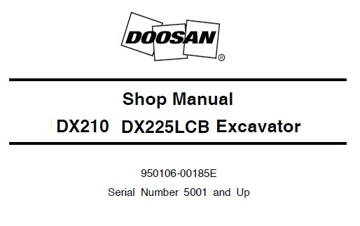 DOOSAN DX210, DX225LCB EXCAVATOR SERVICE REPAIR SHOP MANUAL PDF DOWNLOAD