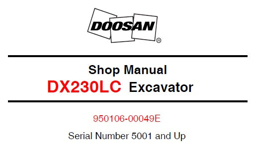 DOOSAN DX230LC EXCAVATOR SERVICE REPAIR SHOP MANUAL PDF DOWNLOAD