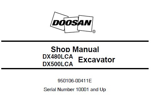 DOOSAN DX480LCA, DX500LCA EXCAVATOR SERVICE REPAIR SHOP MANUAL PDF DOWNLOAD