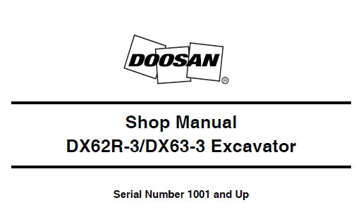 DOOSAN DX62R-3, DX63-3 EXCAVATOR SERVICE REPAIR SHOP MANUAL PDF DOWNLOAD