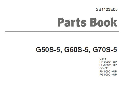 DOOSAN G50S-5, G60S-5, G70S-5 FORKLIFT PARTS MANUAL PDF DOWNLOAD