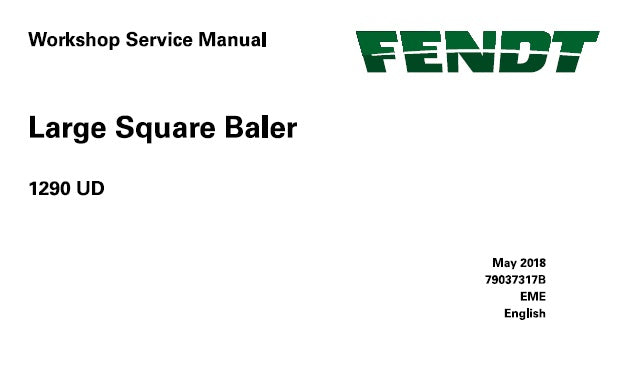 FENDT 1290UD LARGE SQUARE BALER SERVICE REPAIR MANUAL PDF DOWNLOAD