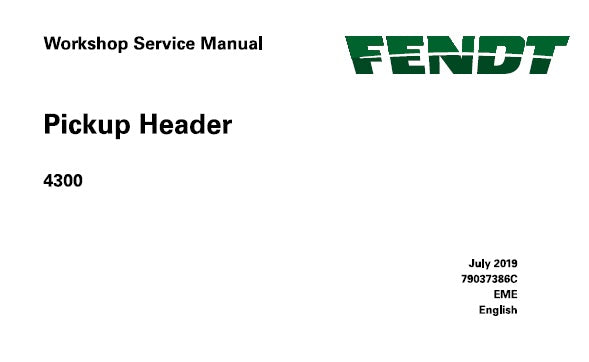 FENDT 4300 PICKUP HEADER SERVICE REPAIR MANUAL PDF DOWNLOAD