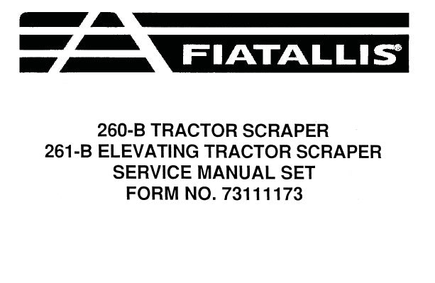 FIAT ALLIS 260-B TRACTOR SCRAPER & 261-B ELEVATING TRACTOR SCRAPER SERVICE REPAIR MANUAL PDF DOWNLOAD