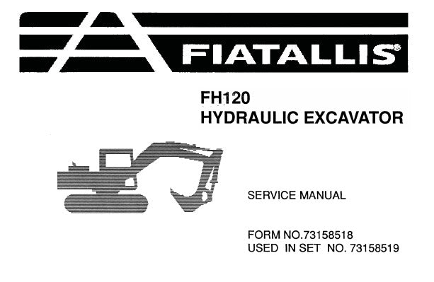 FIAT ALLIS FH120 HYDRAULIC EXCAVATOR SERVICE REPAIR MANUAL PDF DOWNLOAD