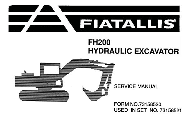 FIAT ALLIS FH200 HYDRAULIC EXCAVATOR SERVICE REPAIR MANUAL PDF DOWNLOAD